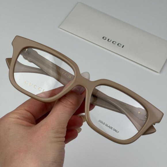 Gucci GG1536O 007 BRAND NEW Eyeglasses Nude Women Square - Picture 1 of 12